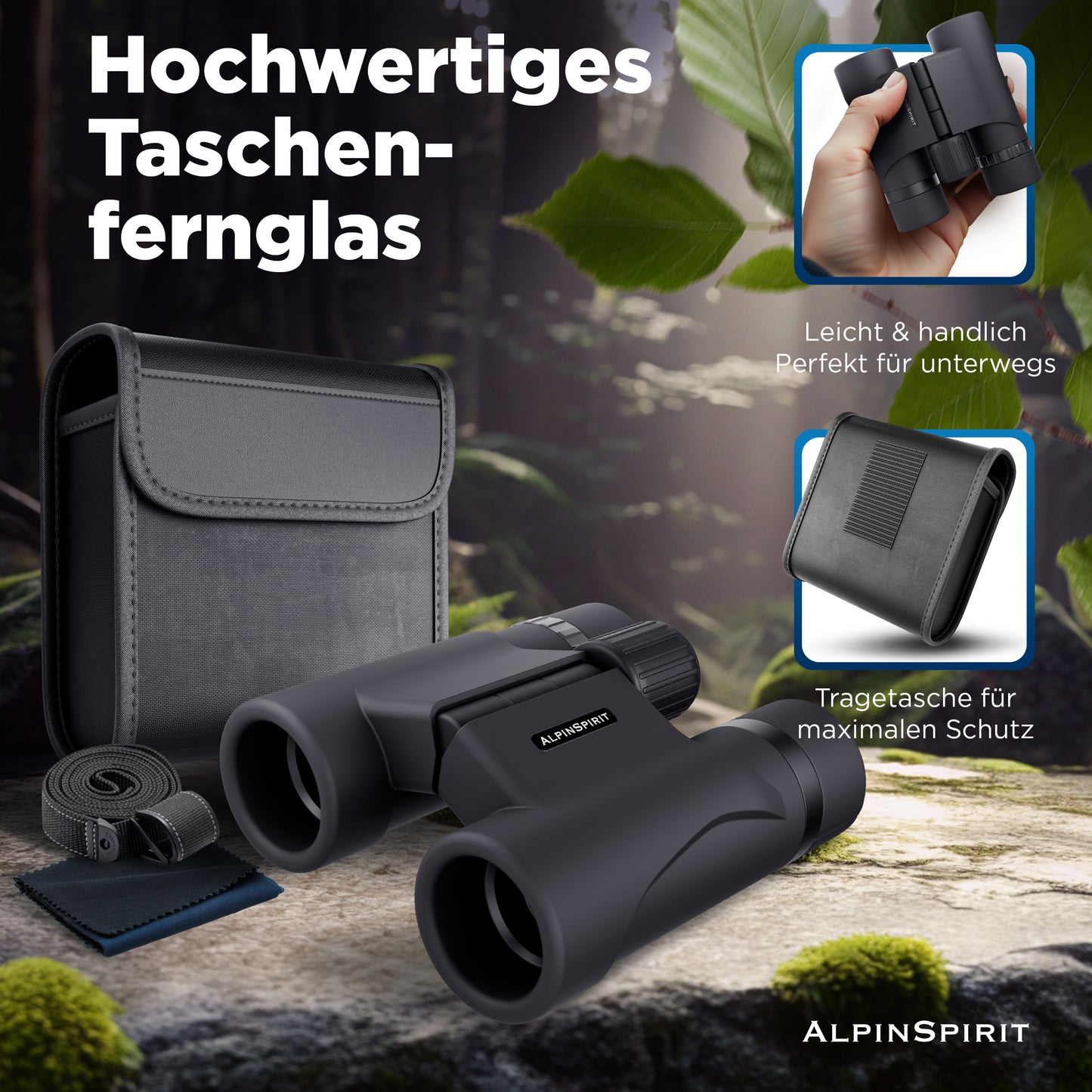 AlpinSpirit© Taschenfernglas 8x21 - Mini Fernglas (Testsieger) - klein & kompakt - für klein und groß