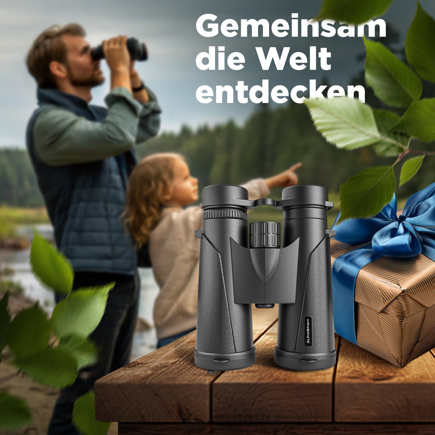 AlpinSpirit© Fernglas 10x42 inkl. Hardcase & Zubehör (Testsieger) - wasserabweisend,FMC+BAK4 - schwarz