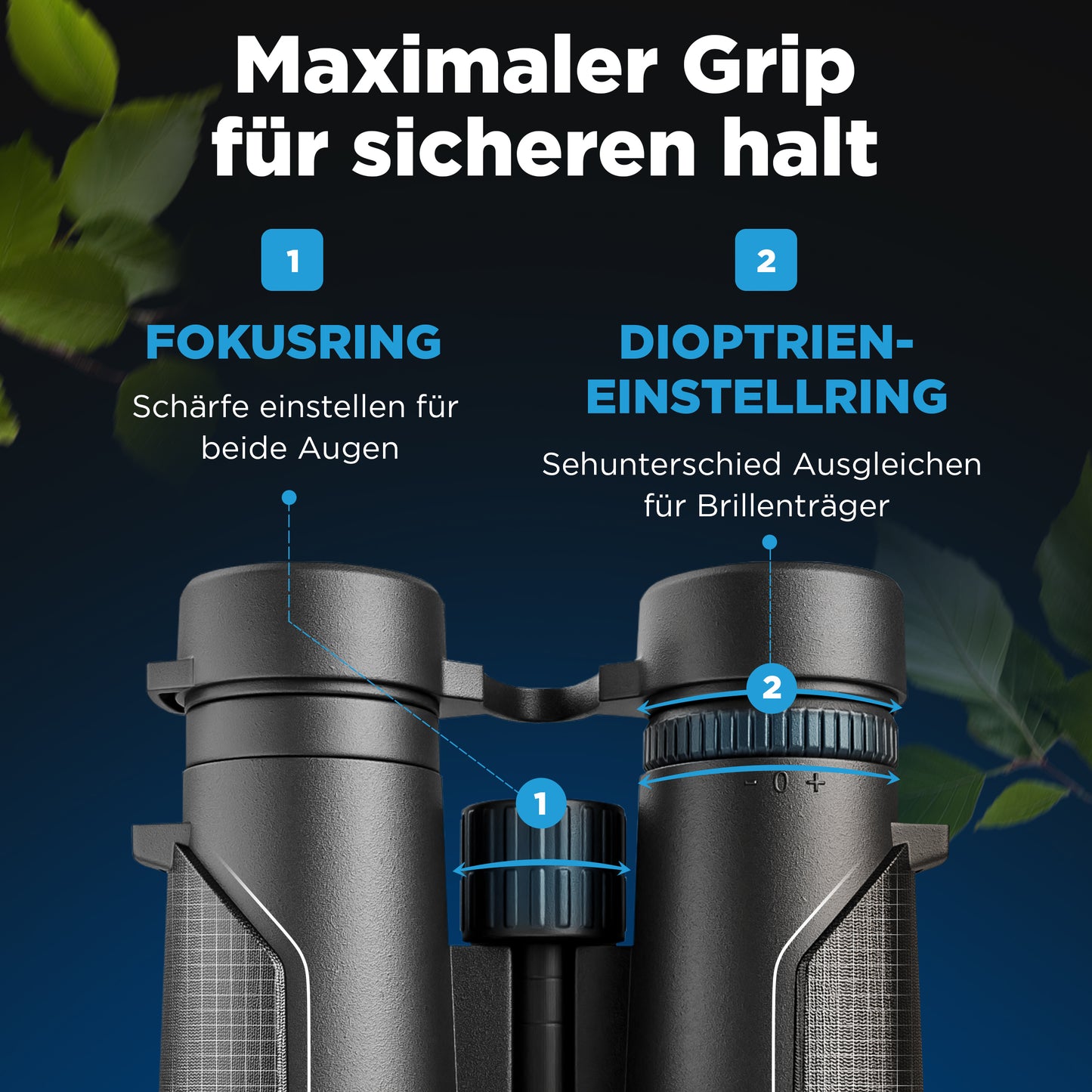 AlpinSpirit© Fernglas 10x42 inkl. Hardcase & Zubehör (Testsieger) - wasserabweisend,FMC+BAK4 - schwarz