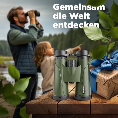 AlpinSpirit© Fernglas 8x42 inkl. Hardcase & Zubehör (Testsieger) - wasserabweisend,FMC+BAK4 - grün