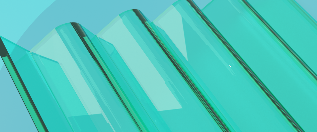 Abstract teal background with angled lines.