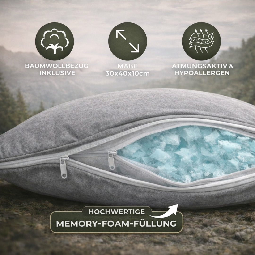 AlpinSpirit Camping und Reisekissen [100% Baumwolle] Ultraleichtes Memory Foam Kissen