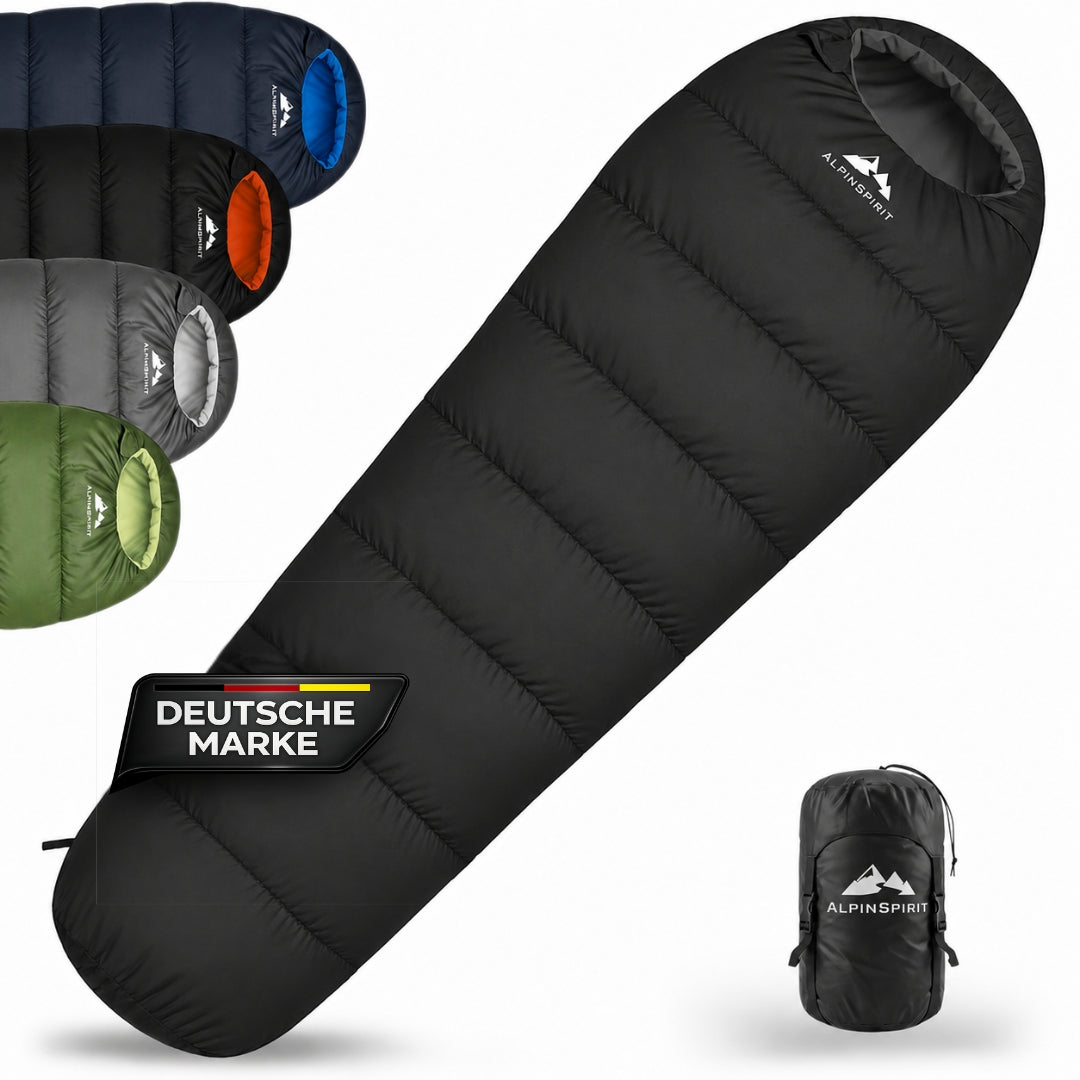 AlpinSpirit Schlafsack [20x30 Packmaß] 3 Jahreszeiten Sommer & Winter,Camping,Festival,Outdoor