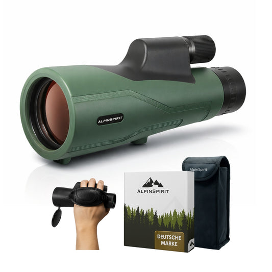 AlpinSpirit Hunter Monokular 12x50 mit Nitrogen, inkl. Handschlaufe [IPX6,FMC & BAK4]
