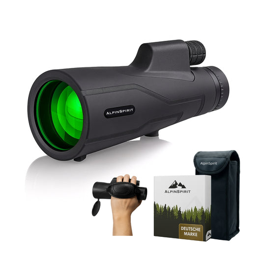 AlpinSpirit Hunter Monokular 12x50 mit Nitrogen, inkl. Handschlaufe [IPX6,FMC & BAK4]