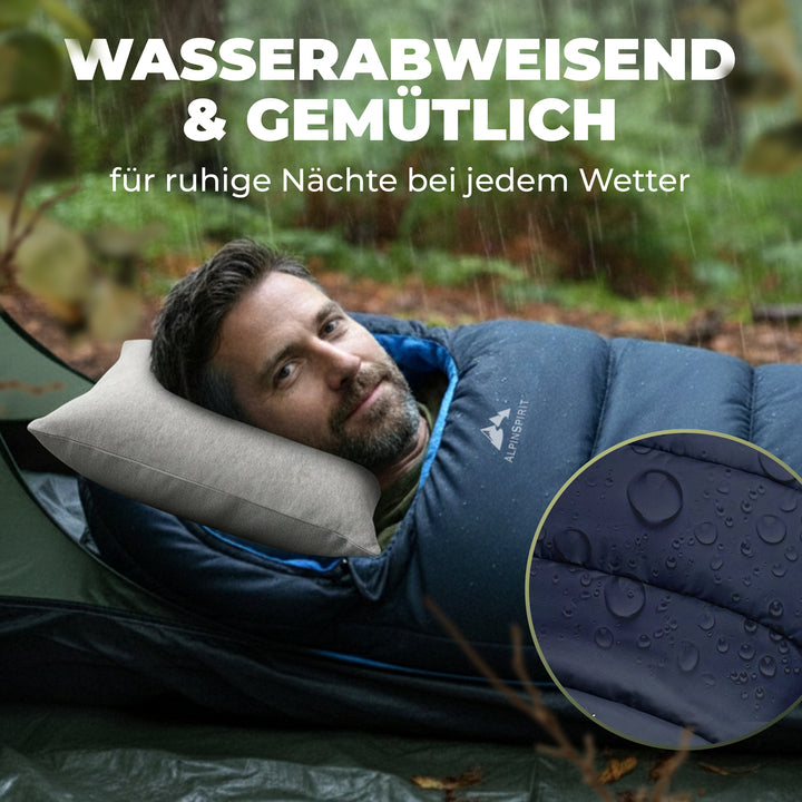 AlpinSpirit Schlafsack [ULTRALEICHT] 3 Jahreszeiten Sommer & Winter, kleines Packmaß, für Outdoor, Camping, Hiking & Festival, Mumienschlafsack