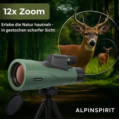 AlpinSpirit Monokular 12x50 mit Nitrogen, inkl. Handschlaufe [IPX6,FMC & BAK4]