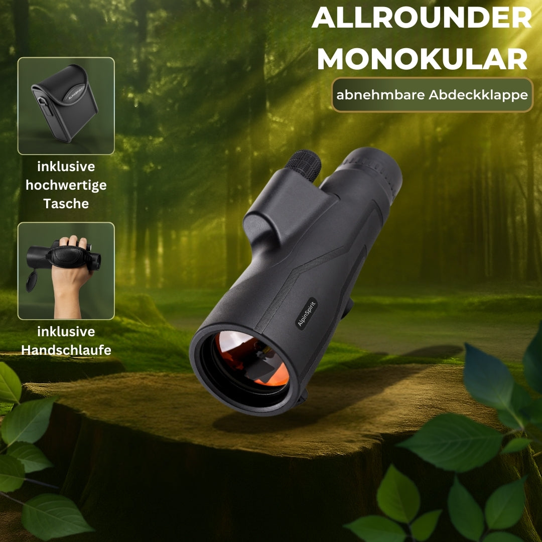 AlpinSpirit Hunter Monokular 12x50 mit Nitrogen, inkl. Handschlaufe [IPX6,FMC & BAK4]