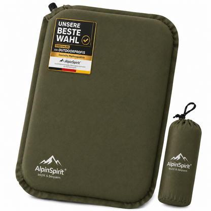 Sitzkissen Outdoor Aufblasbar Polyester [Packmaß & bis 5cm] Selbstaufblasend, Faltbar & Ultraleicht, 40x30 cm