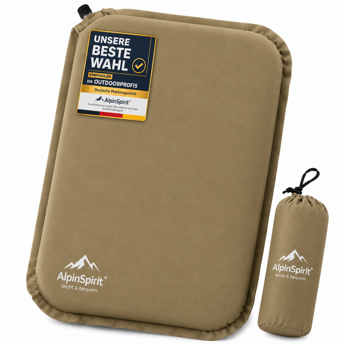 Sitzkissen Outdoor Aufblasbar Polyester [Packmaß & bis 5cm] Selbstaufblasend, Faltbar & Ultraleicht, 40x30 cm