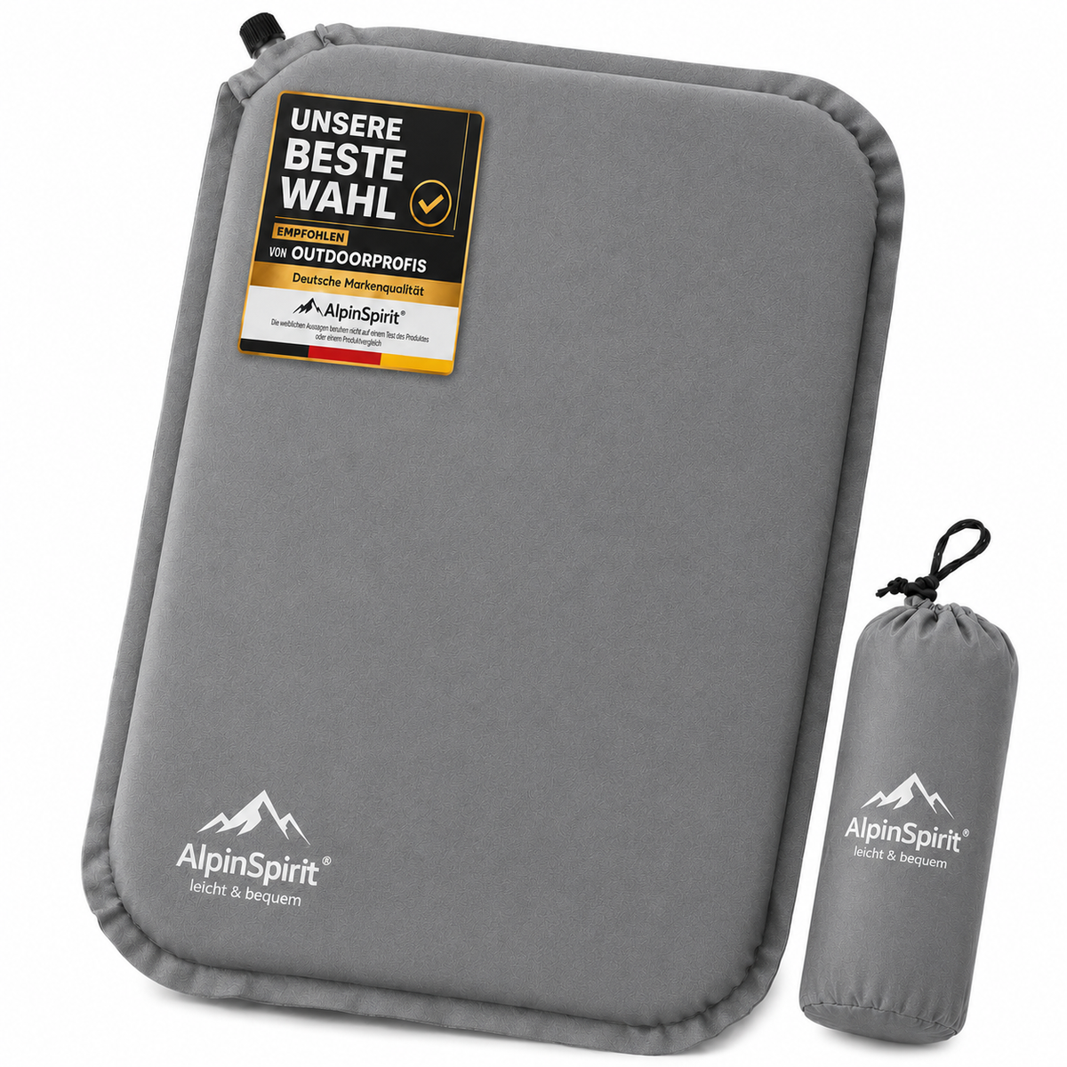 Sitzkissen Outdoor Aufblasbar Polyester [Packmaß & bis 5cm] Selbstaufblasend, Faltbar & Ultraleicht, 40x30 cm