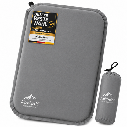 Sitzkissen Outdoor Aufblasbar Polyester [Packmaß & bis 5cm] Selbstaufblasend, Faltbar & Ultraleicht, 40x30 cm