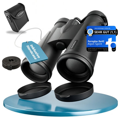 AlpinSpirit© Fernglas 8x42 inkl. hochwertige Tasche & Zubehör (schwarz)