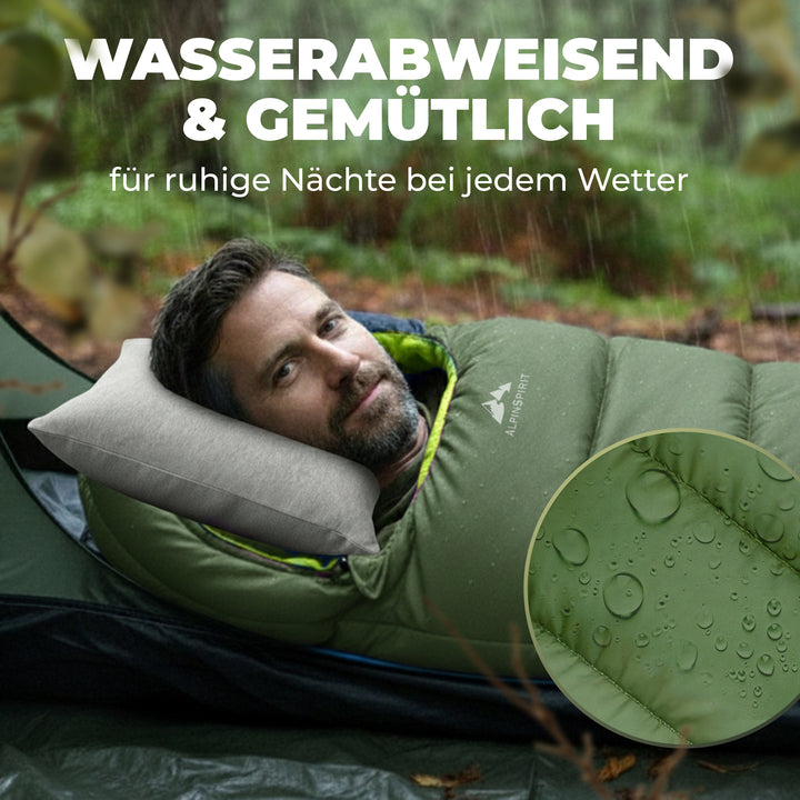 AlpinSpirit Schlafsack [ULTRALEICHT] 3 Jahreszeiten Sommer & Winter, kleines Packmaß, für Outdoor, Camping, Hiking & Festival, Mumienschlafsack