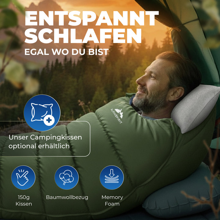 AlpinSpirit Schlafsack [ULTRALEICHT] 3 Jahreszeiten Sommer & Winter, kleines Packmaß, für Outdoor, Camping, Hiking & Festival, Mumienschlafsack