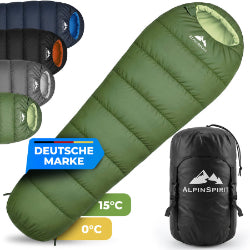 AlpinSpirit Explorer Schlafsack [ULTRALEICHT] 3 Jahreszeiten Sommer & Winter, kleines Packmaß, für Outdoor, Camping, Hiking & Festival, Mumienschlafsack