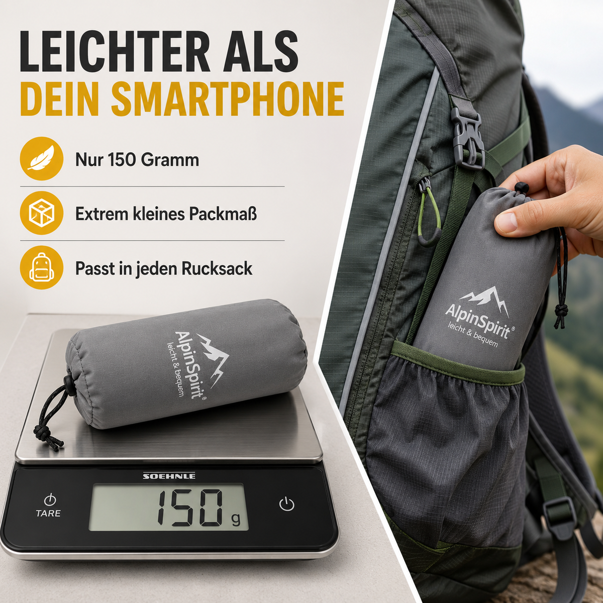 Sitzkissen Outdoor Aufblasbar Polyester [Packmaß & bis 5cm] Selbstaufblasend, Faltbar & Ultraleicht, 40x30 cm