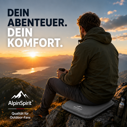 Sitzkissen Outdoor Aufblasbar Polyester [Packmaß & bis 5cm] Selbstaufblasend, Faltbar & Ultraleicht, 40x30 cm