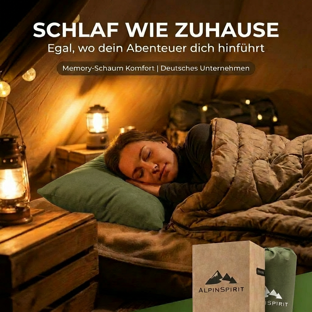 AlpinSpirit Camping und Reisekissen [100% Baumwolle] Ultraleichtes Memory Foam Kissen