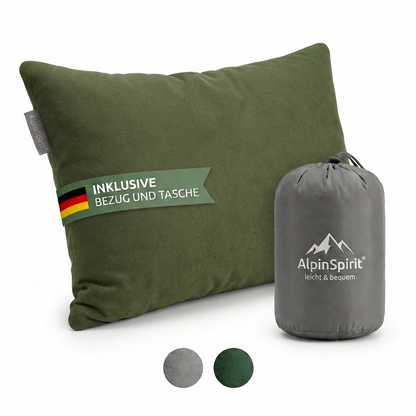 AlpinSpirit Camping und Reisekissen [100% Baumwolle] Ultraleichtes Memory Foam Kissen
